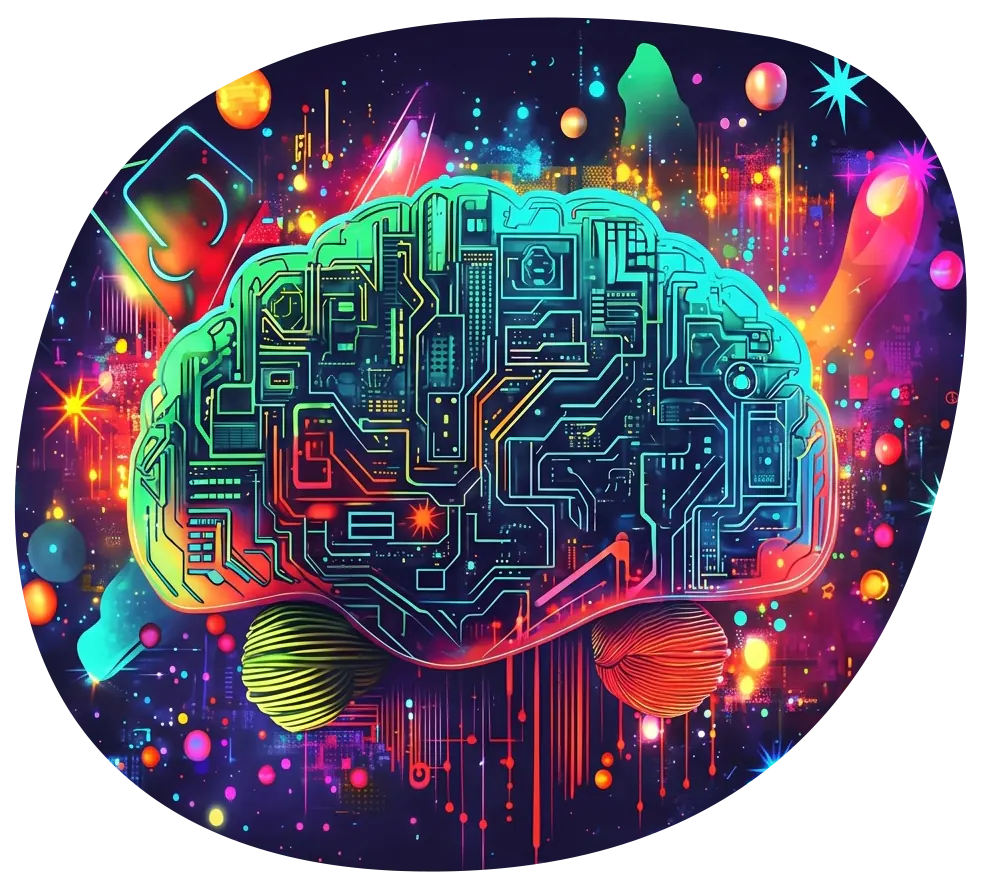 agence-web-luberia-robion-cavaillon-apt Image d'un cerveau créatif et coloré avec des circuits imprimés à l'intérieur