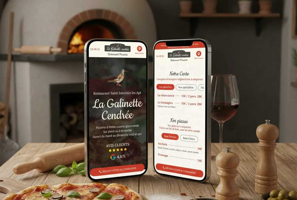 Mockup de présentation d'un site internet pour un pizzeria